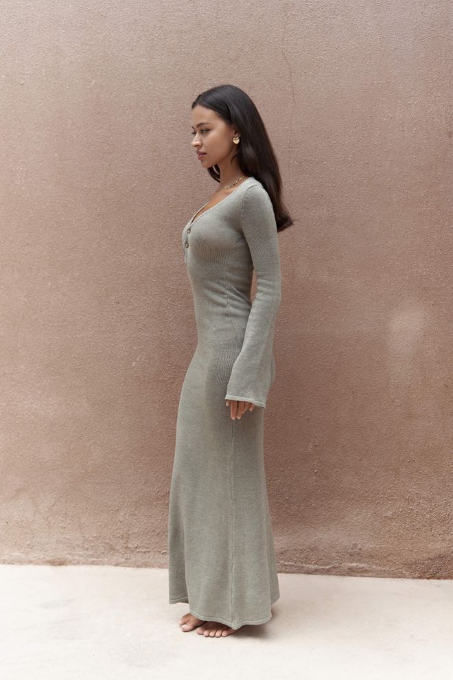 Mai Collection Ortensia Metal Detail Long Knitwear Dress Wholesale Clothing Birthday