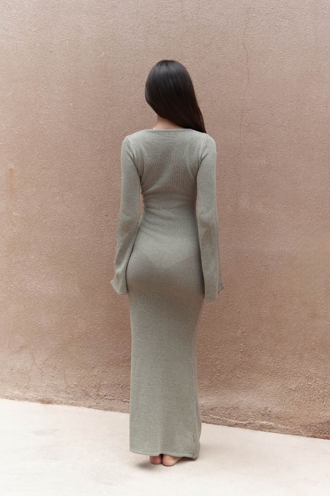 Mai Collection Ortensia Metal Detail Long Knitwear Dress Wholesale Clothing Summer