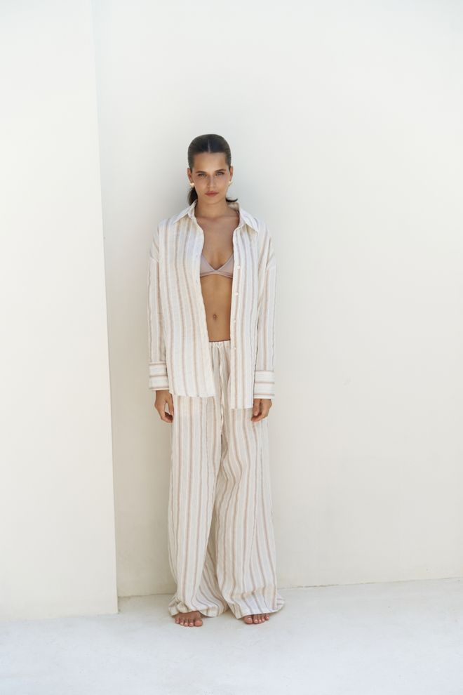 Mai Collection Priskiana Lace up Pants Shirt Suit Wholesale Clothing Viscose