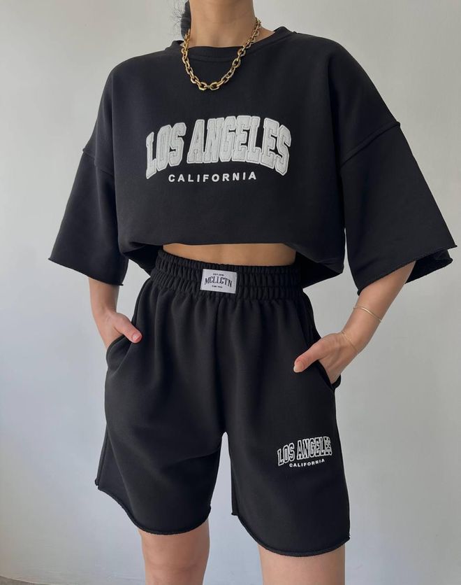 Mai Collection Los Angeles Şort t shirt Takım Toptan Giyim Sokak Tarzı