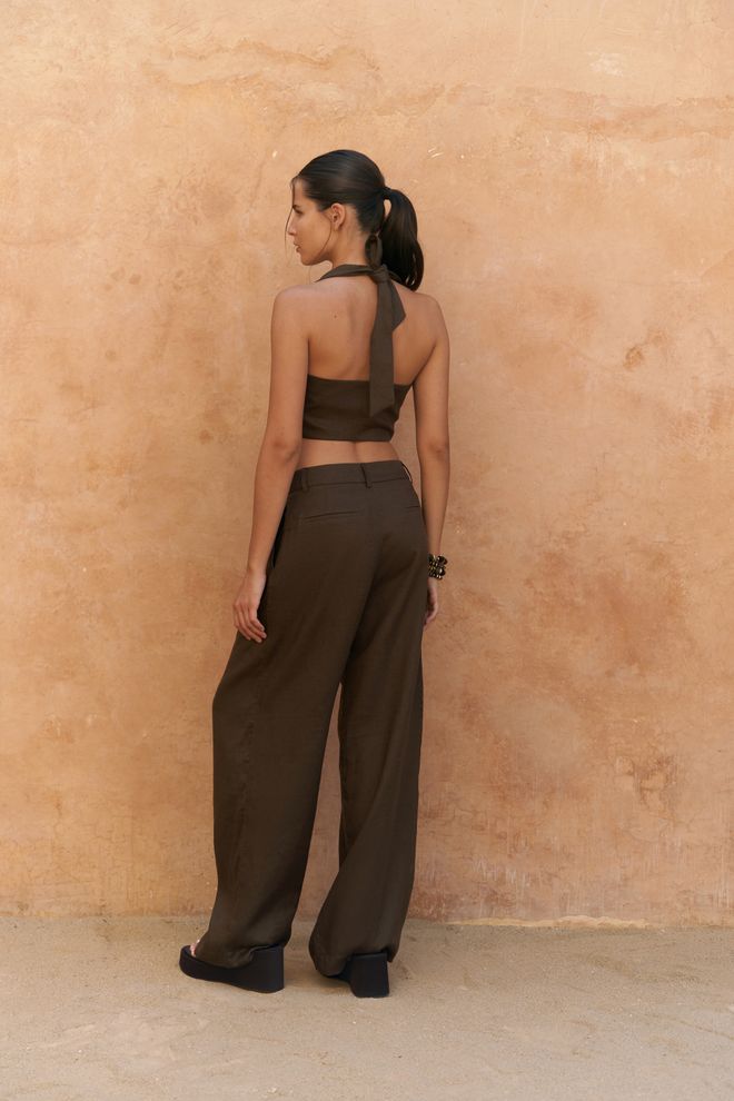 Mai Collection Σετ Καφέ Κομψό Casual Με Palazzo Παντελόνια Χονδρικό εμπόριο ενδυμάτων Boho