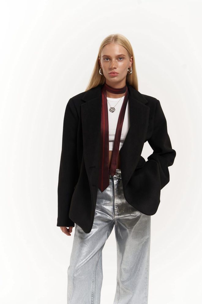 Mai Collection Čierna Formálny Voľný Strih Jednoradové Sako Bunda Veľkoobchod s oblečením Neformálny