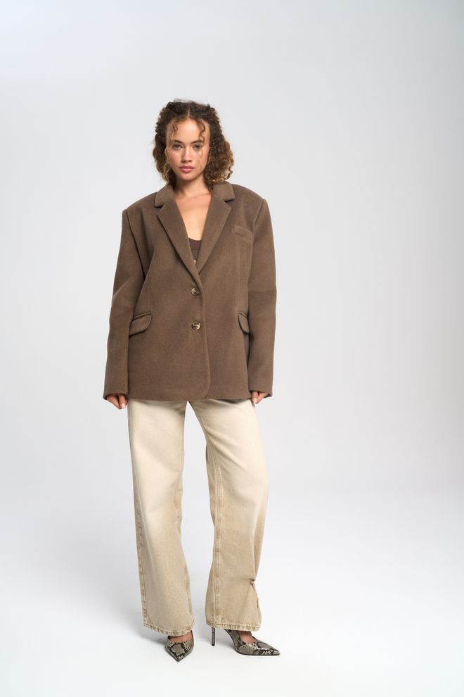 Mai Collection Braune Lässige Elegante Vintage Retro Jacke Großhandelskleidung Lässig