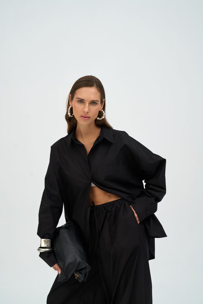 Mai Collection Μαύρο Πουκάμισο Με Κουμπιά Casual Κομψό Streetwear Μεγάλα Μεγέθη Μακρύ Μανίκι Ισιο Μανίκι Notched Λαιμόκοψη Μακρύ Χονδρικό εμπόριο ενδυμάτων Casual