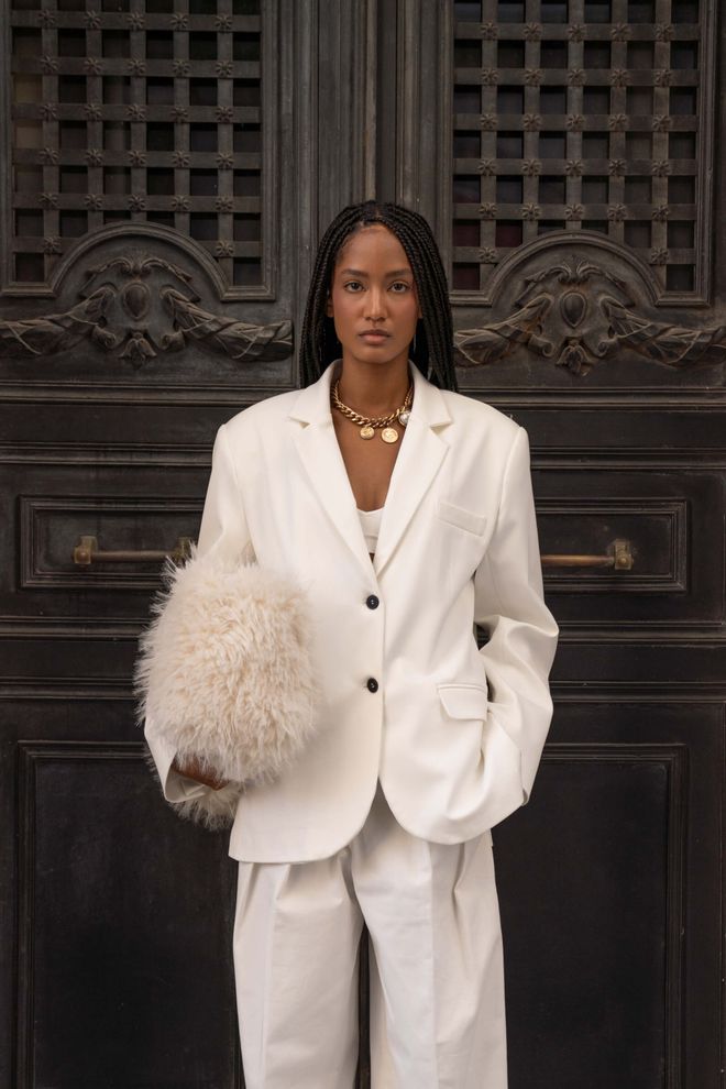 Mai Collection Jaqueta Blazer Oversized Branco De Botão Único Roupas por atacado Casual
