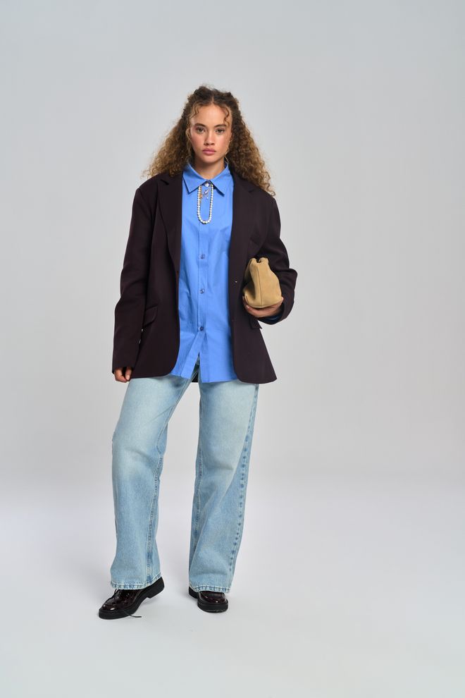 Mai Collection Black Single Breasted Oversized Jacket Wholesale Clothing 1