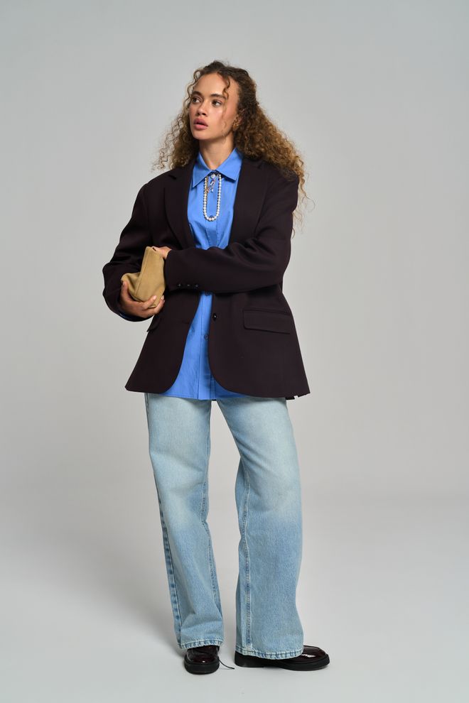 Mai Collection Black Single Breasted Oversized Jacket Wholesale Clothing Lounge