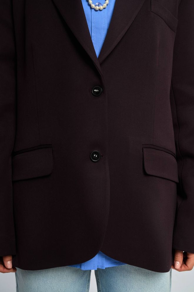 Mai Collection Black Single Breasted Oversized Jacket Wholesale Clothing Work