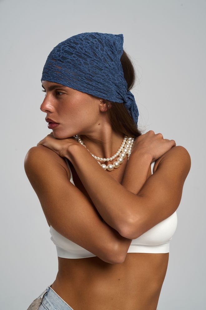 Mai Collection Blaues Halstuch Mit Elegantem Tiermuster Für Alle Anlässe Großhandelskleidung Lässig