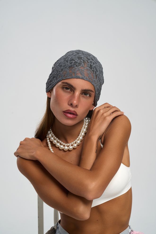 Mai Collection Grau Lässiger Boho Halstuch Großhandelskleidung Lässig