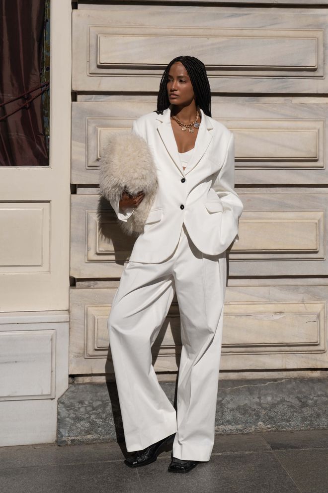 Mai Collection White Elegant High Waist Palazzo Pants Wholesale Clothing Casual