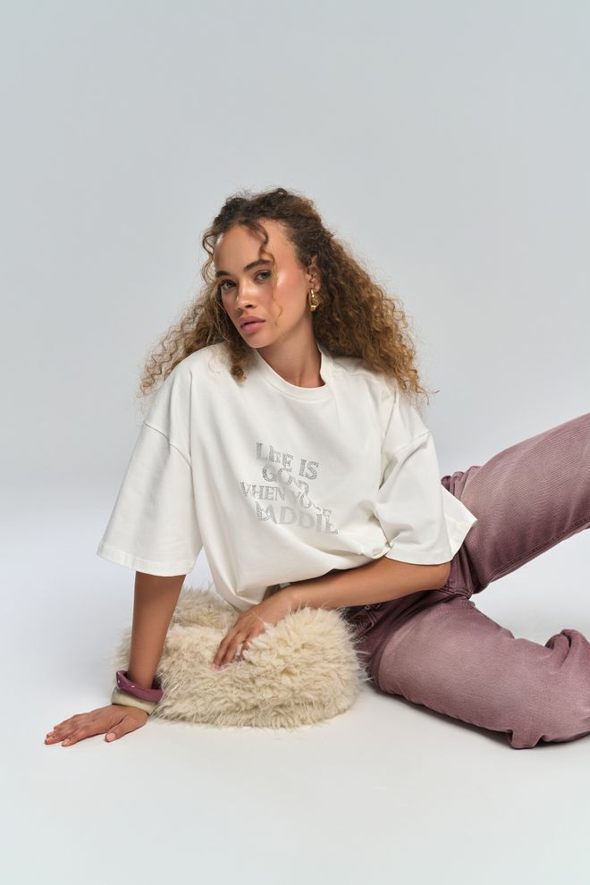 Mai Collection White Oversized Casual Streetwear Tshirt Wholesale Clothing Casual