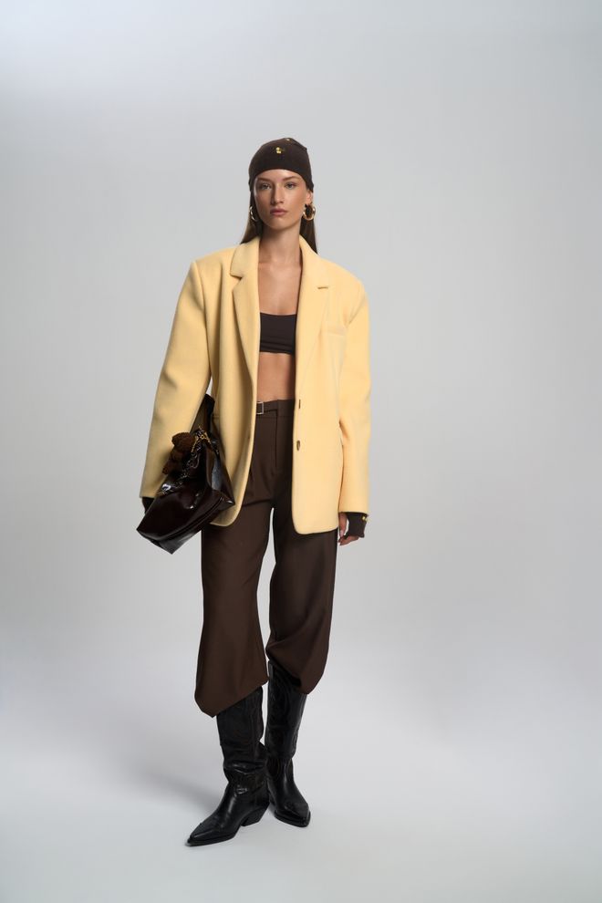 Mai Collection Gelb Lässig Elegant Formal Jacke Großhandelskleidung Lässig