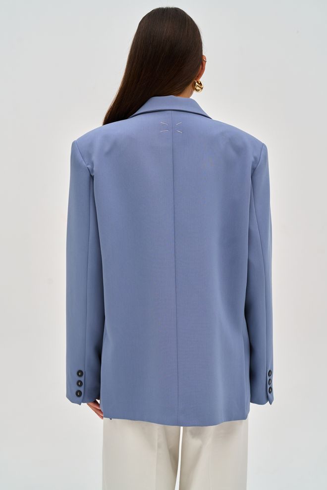 Mai Collection Blue Oversized Single Breasted Blazer Jacket Wholesale Clothing Vintage