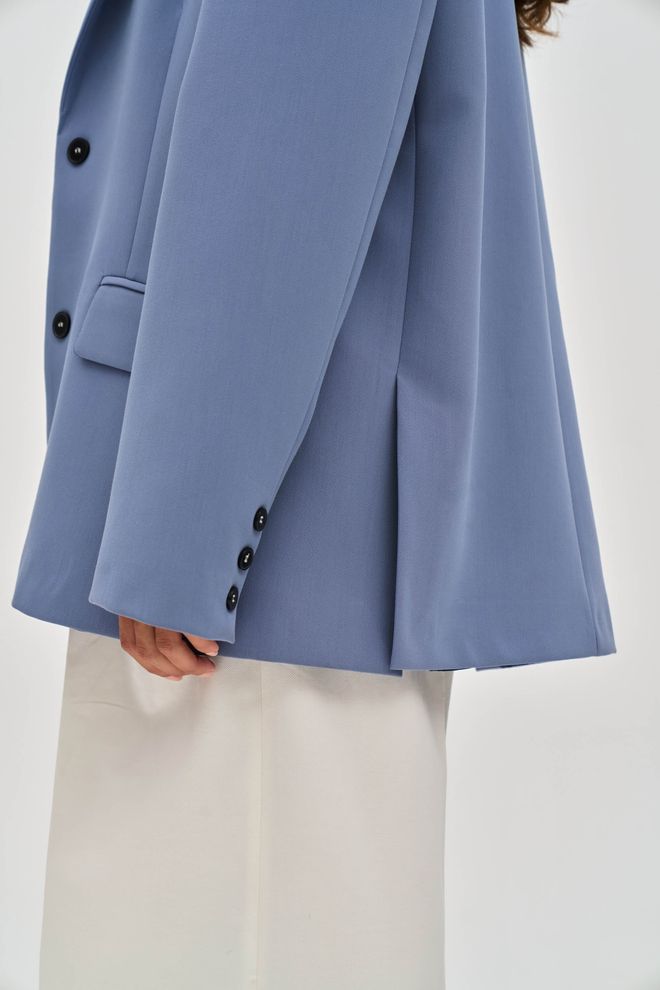 Mai Collection Blue Oversized Single Breasted Blazer Jacket Wholesale Clothing Fall