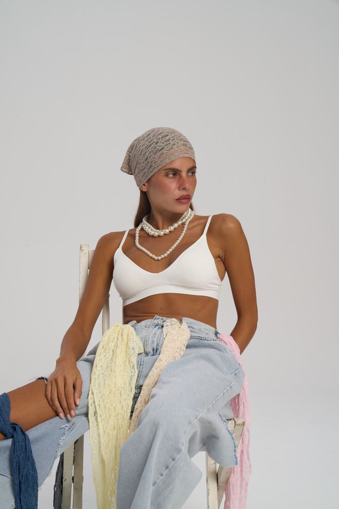 Mai Collection Beiges Boho Halstuch Großhandelskleidung Lässig