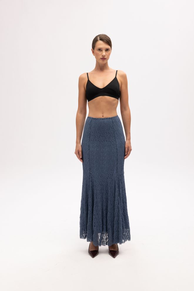 Mai Collection Blue Elegant Mermaid Maxi Skirt Wholesale Clothing 1