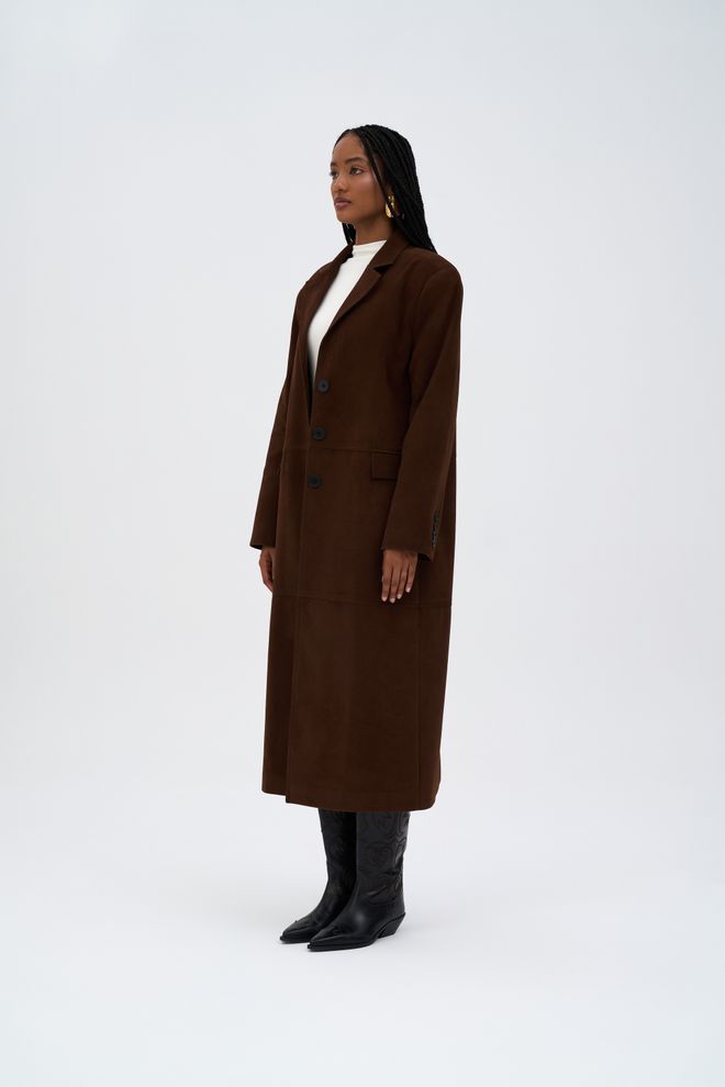 Mai Collection Brown Elegant Trenchcoat With Flap Pockets Wholesale Clothing Fall