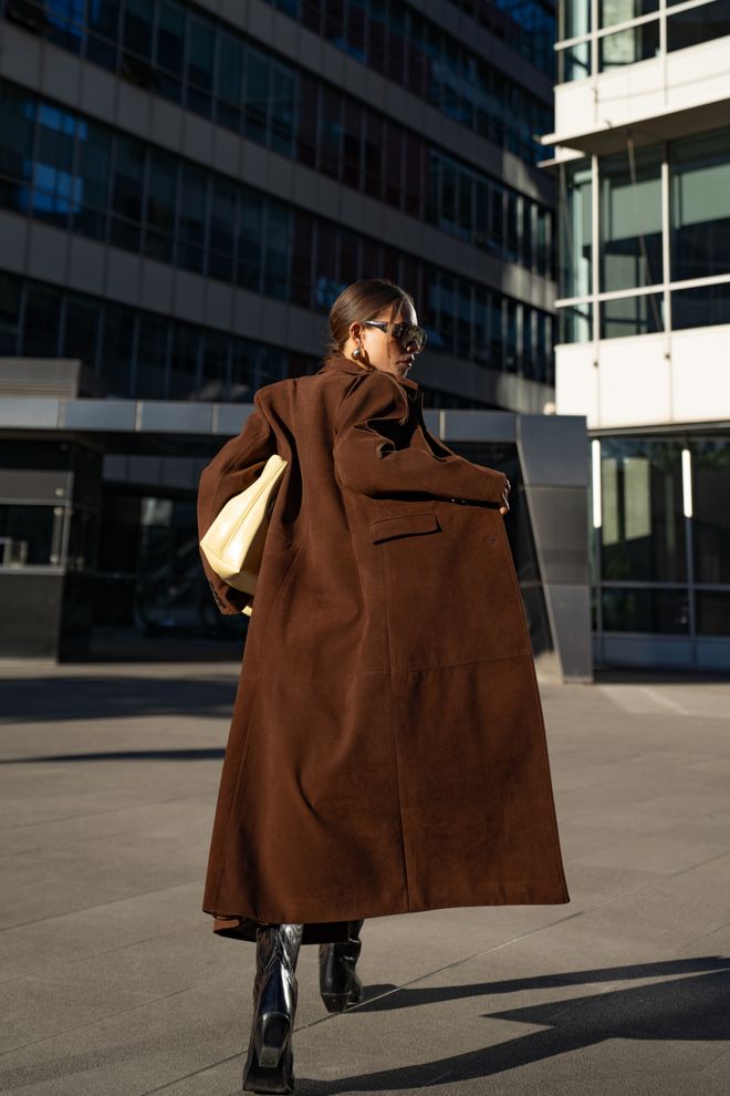 Mai Collection Brown Elegant Trenchcoat With Flap Pockets Wholesale Clothing Casual