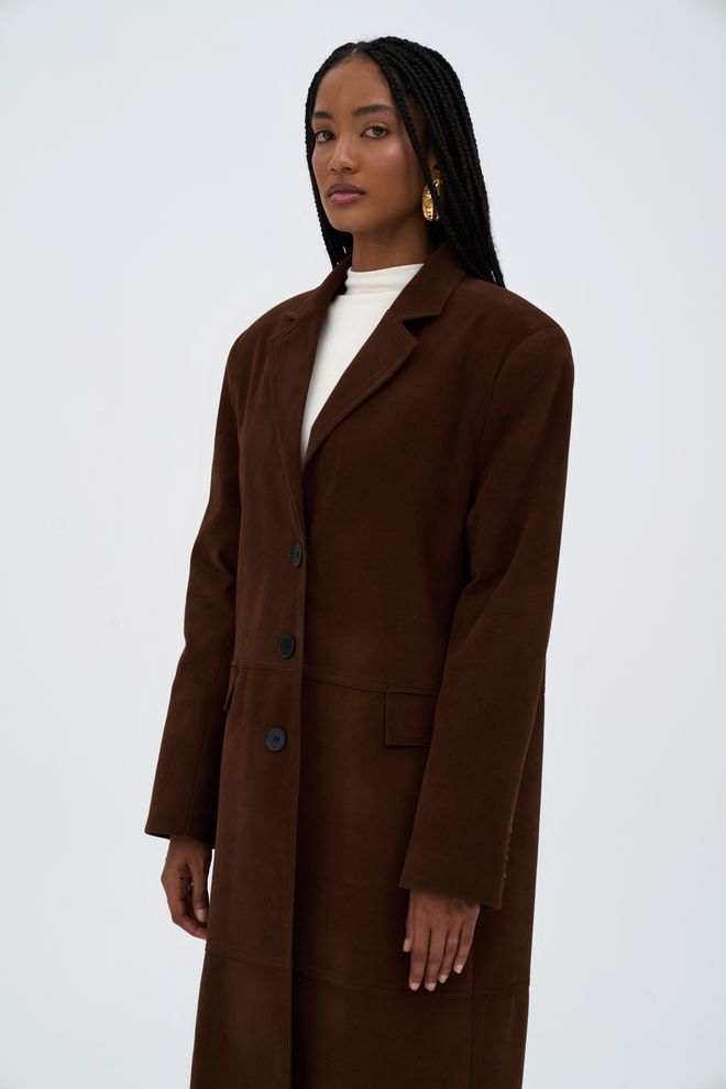 Mai Collection Brown Elegant Trenchcoat With Flap Pockets Wholesale Clothing Winter