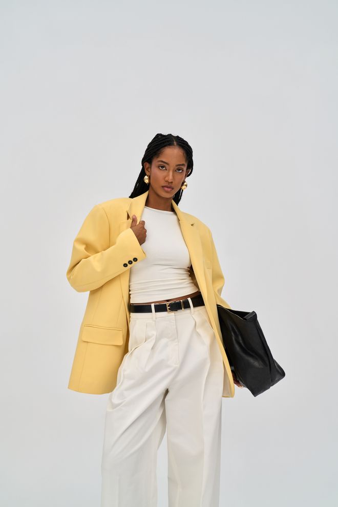 Mai Collection Yellow Single Breasted Blazer Jacket Wholesale Clothing Work