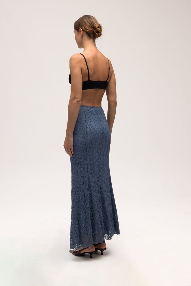 Mai Collection Blue Elegant Mermaid Maxi Skirt Wholesale Clothing Fall