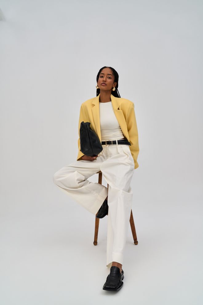 Mai Collection Yellow Single Breasted Blazer Jacket Wholesale Clothing 5