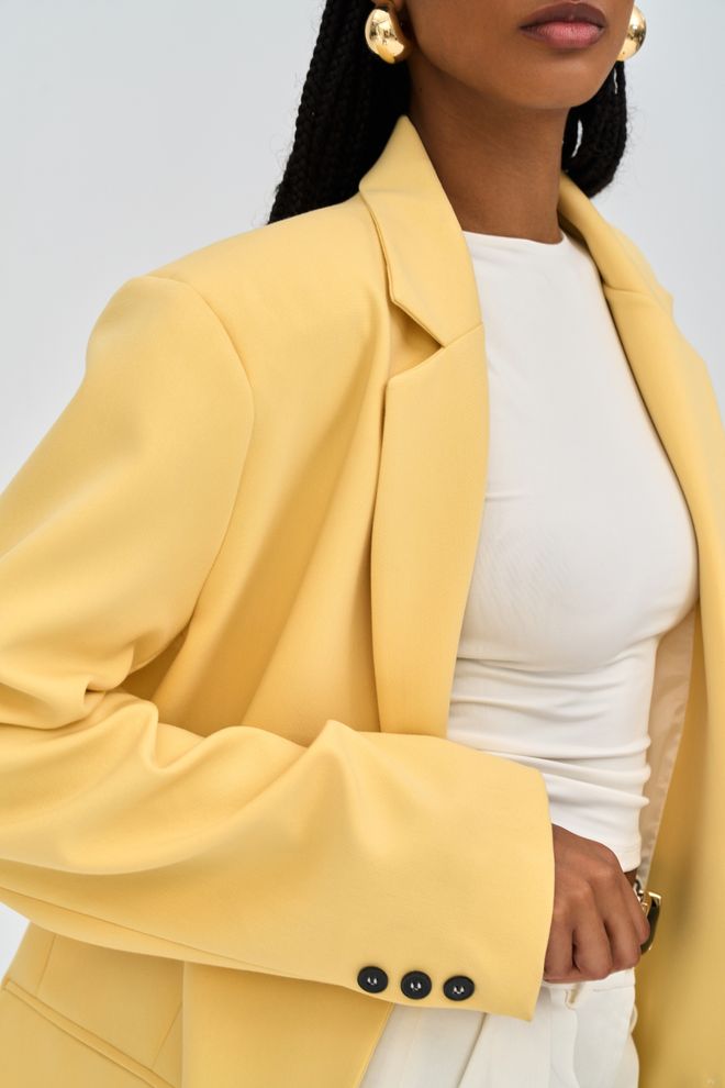 Mai Collection Yellow Single Breasted Blazer Jacket Wholesale Clothing Birthday