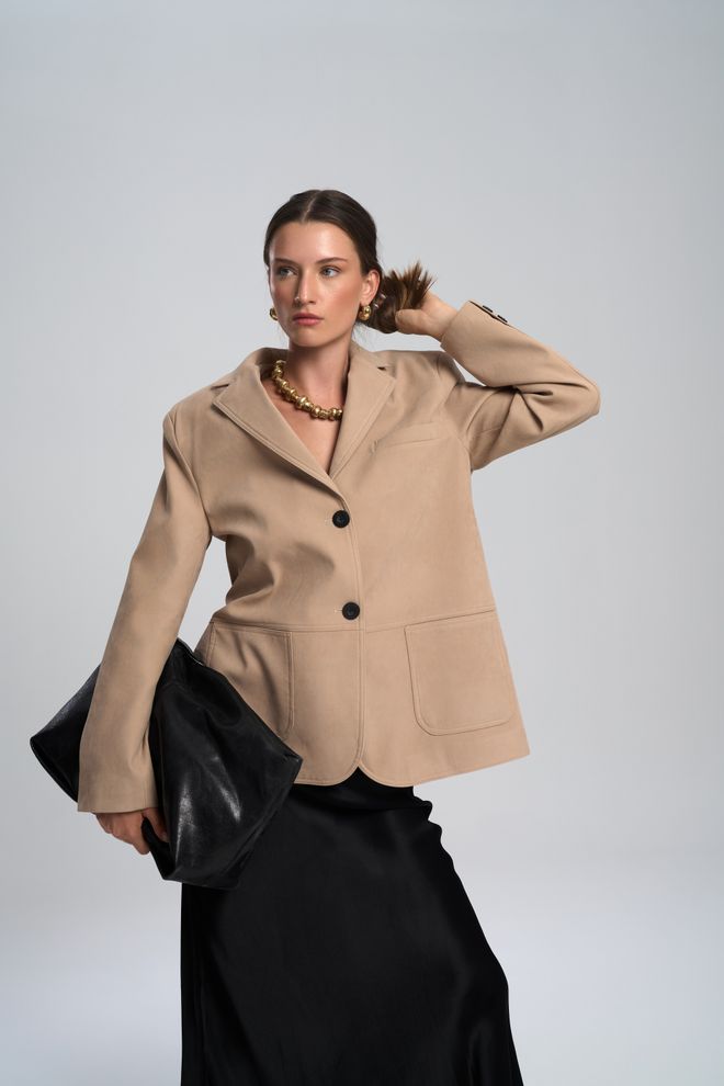 Mai Collection Бежевая Однобортная Пиджак Куртка Оптовая продажа одежды Повседневный