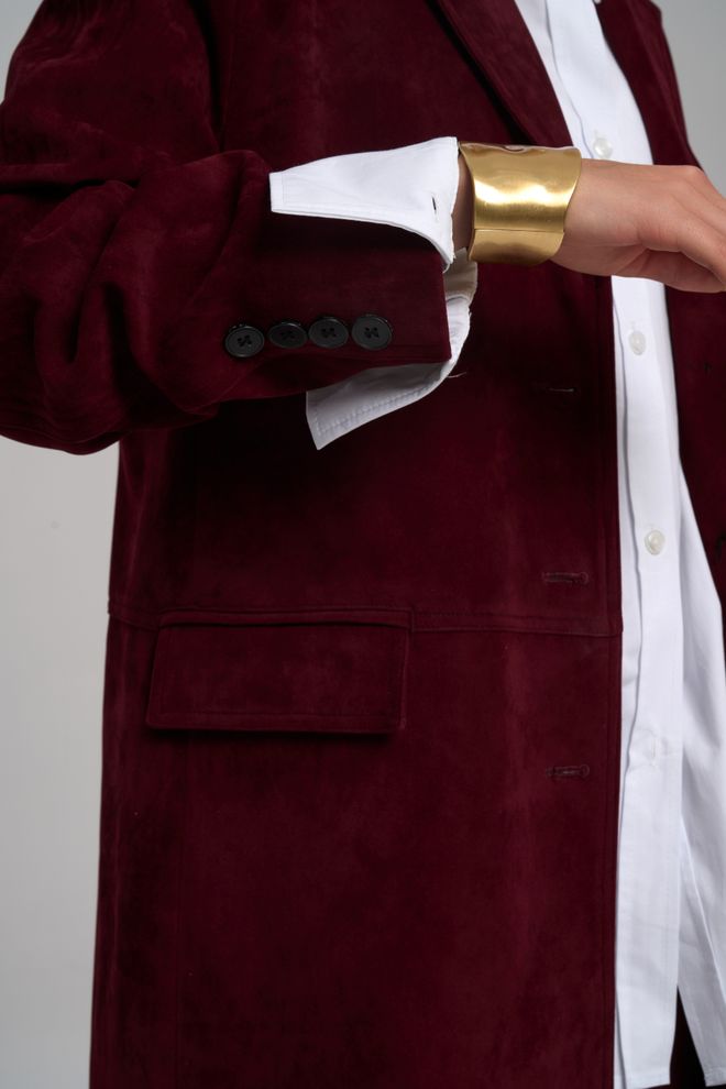 Mai Collection Claret Red Trenchcoat Elegant Vintage Single Breasted Coat Wholesale Clothing Birthday