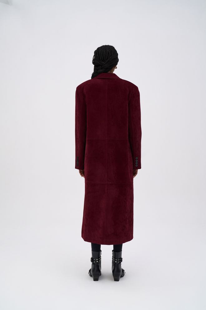 Mai Collection Claret Red Trenchcoat Elegant Vintage Single Breasted Coat Wholesale Clothing Formal