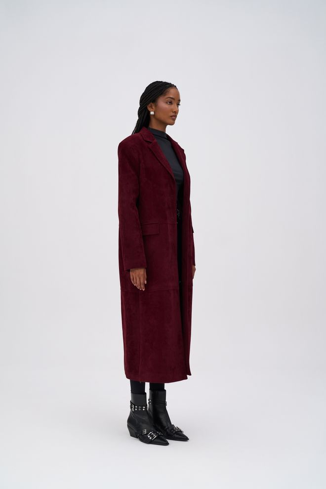 Mai Collection Claret Red Trenchcoat Elegant Vintage Single Breasted Coat Wholesale Clothing Spring