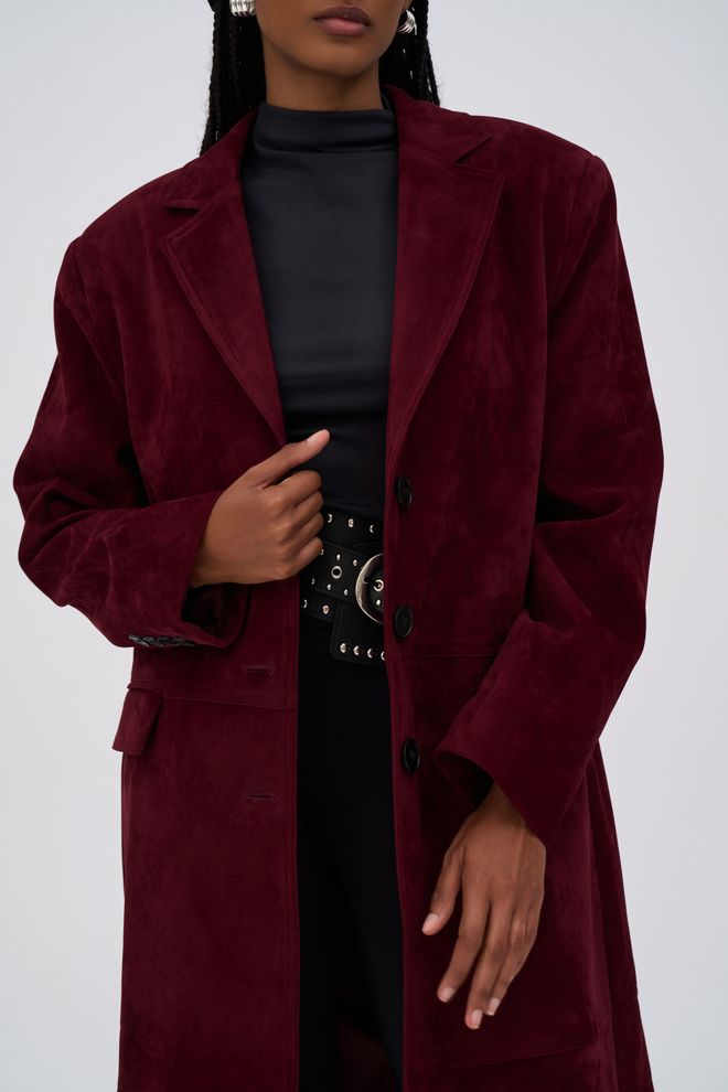 Mai Collection Claret Red Trenchcoat Elegant Vintage Single Breasted Coat Wholesale Clothing Casual