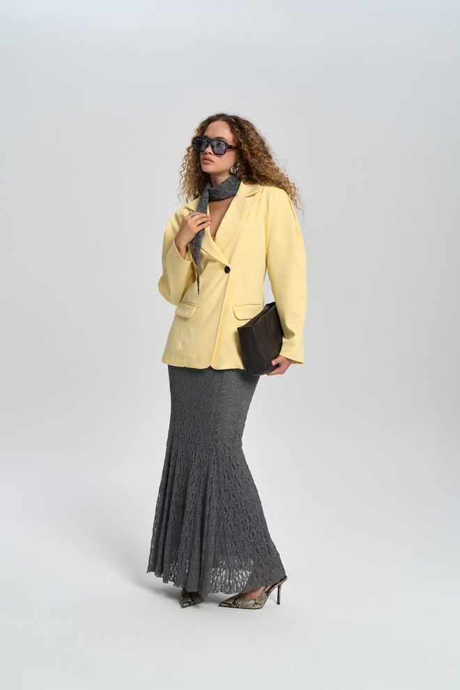 Mai Collection Sivá Elegantná Formálna Sexy Vintage Retro Puzdrová Maxi Sukňa Veľkoobchod s oblečením Vintage