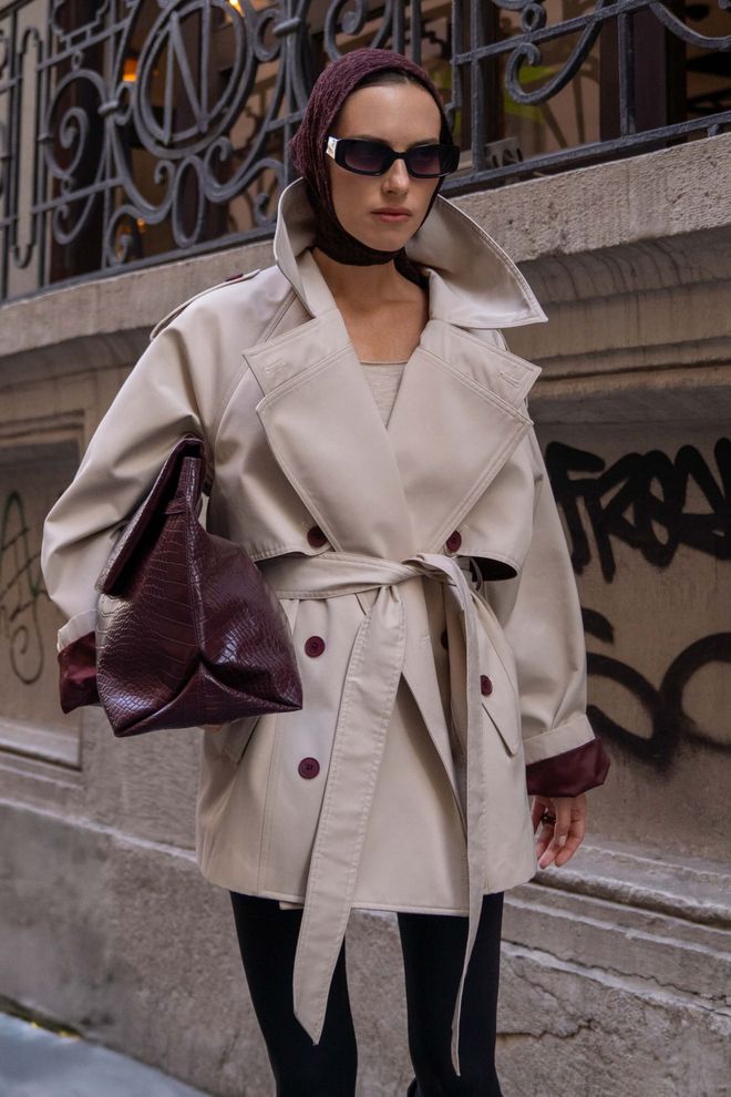 Mai Collection Elegante Beige Trenchcoat Double Breasted Striksluiting Groothandel Kleding Casual