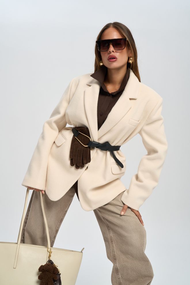Mai Collection Бежевая Элегантная Однобортная Куртка Оптовая продажа одежды Повседневный
