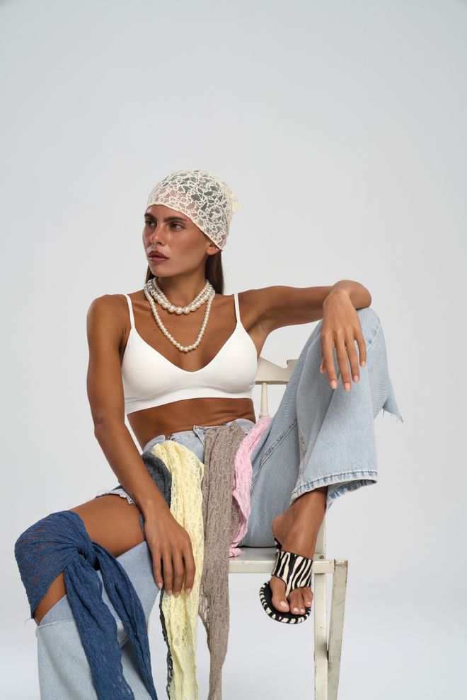 Mai Collection Ασπρο Boho Σάλι Χονδρικό εμπόριο ενδυμάτων Άνοιξη