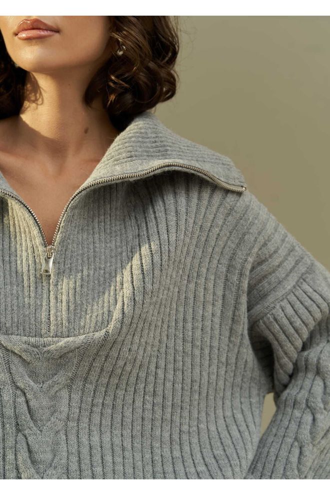 Mai Collection Grey Oversized V Neck Sweater Wholesale Clothing Streetwear