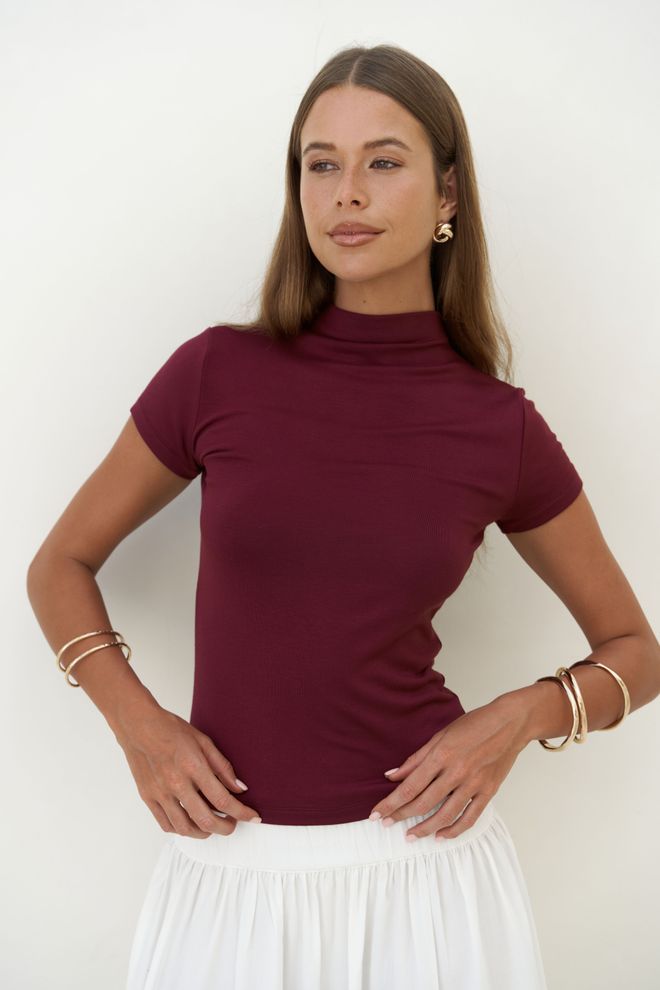 Mai Collection Crop Top Bordeaux Abbigliamento all'ingrosso Casuale