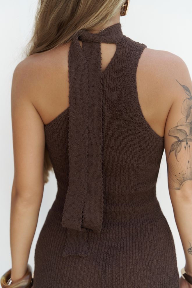 Mai Collection Καφέ Αμάνικο Μίνι Φόρεμα Bodycon Με Εναν Ωμο Χονδρικό εμπόριο ενδυμάτων Κοκτέιλ