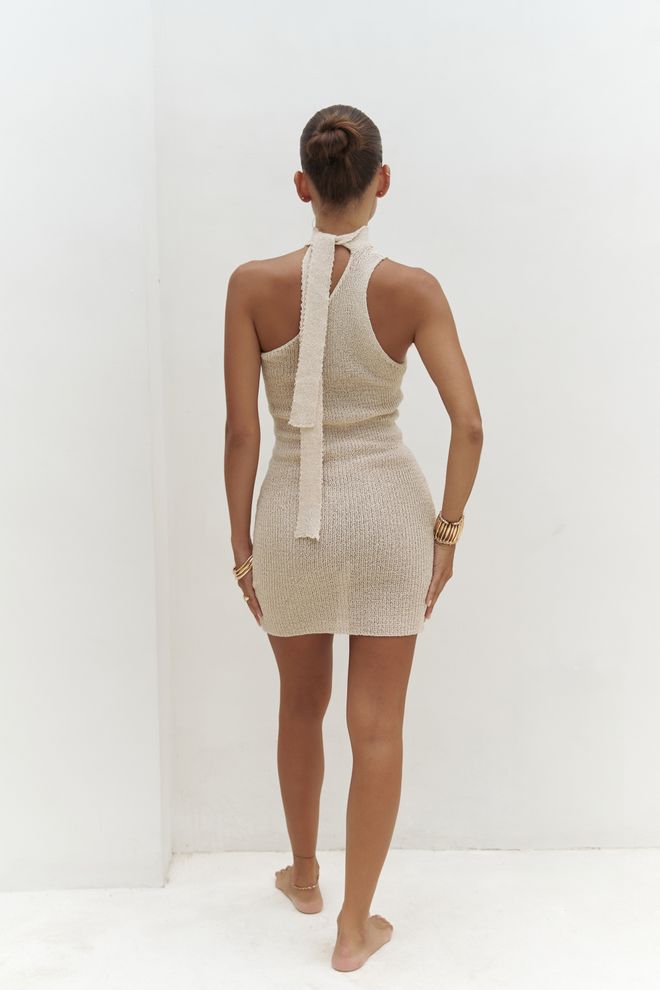 Mai Collection Μπεζ Σέξι Αμάνικο Μίνι Bodycon Φόρεμα Χονδρικό εμπόριο ενδυμάτων Σέξι