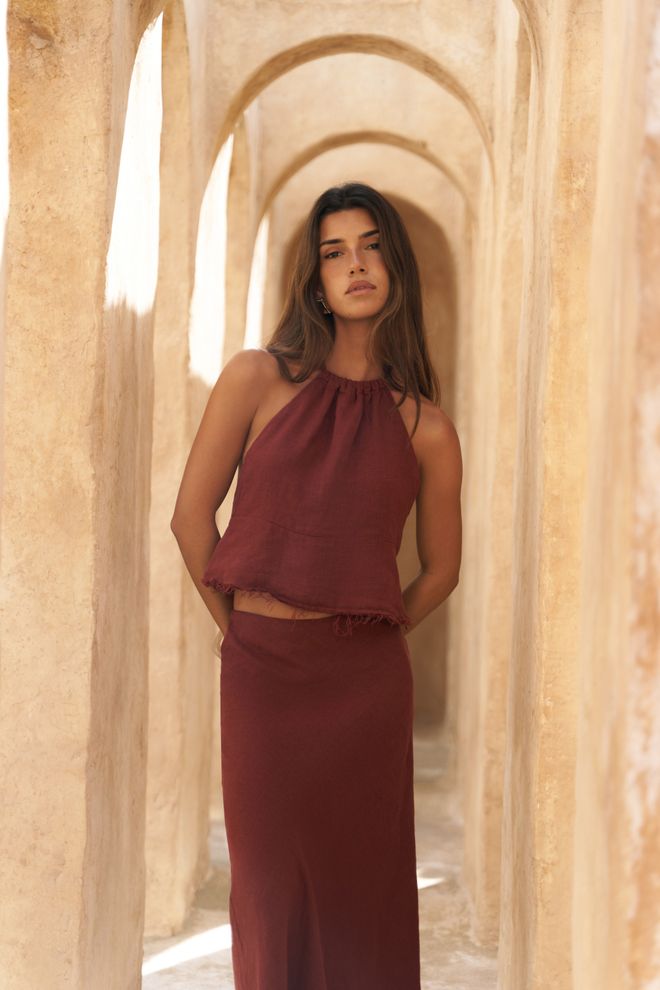 Mai Collection Claret Red Set Großhandelskleidung Boho