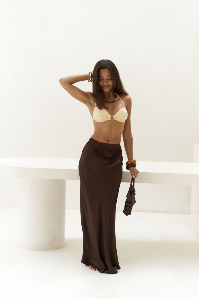 Mai Collection Ruda Sirena Maxi Sijonas Didmeninė prekyba drabužiais Kokteilinė