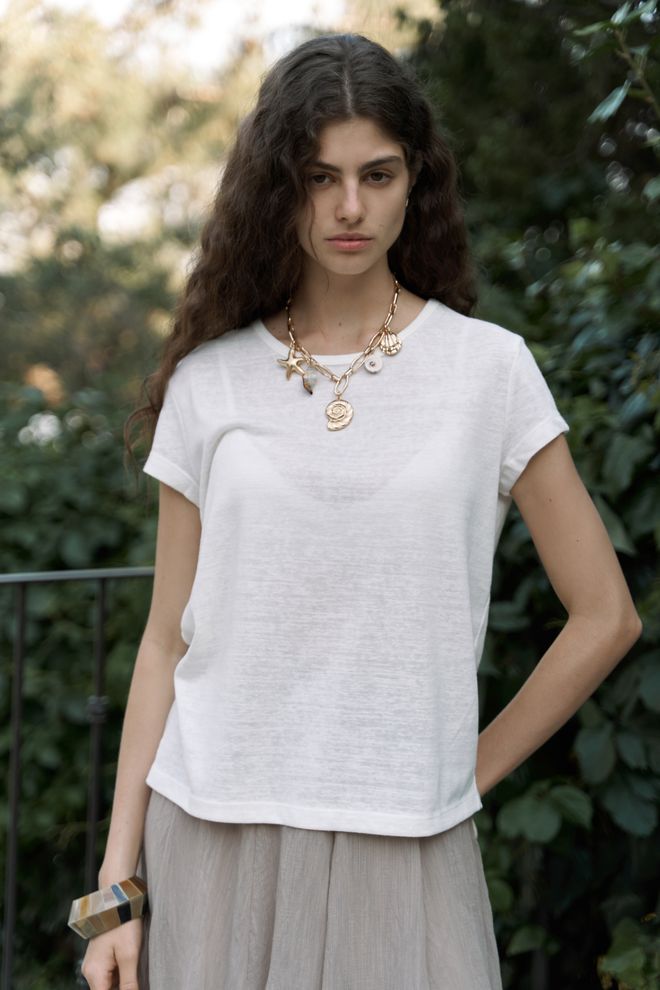 Mai Collection Maglietta Bianca Casual Boho Elegante Abbigliamento all'ingrosso Casuale