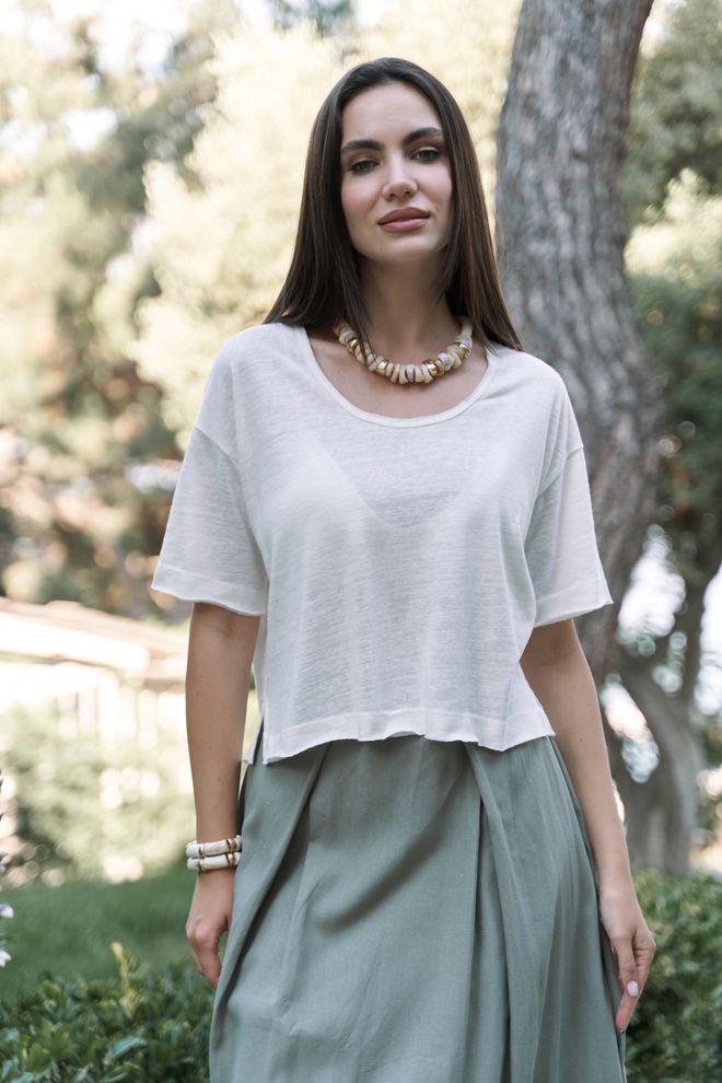 Mai Collection Maglietta Bianca Casual Boho Elegante Con Maniche Corte Abbigliamento all'ingrosso Casuale