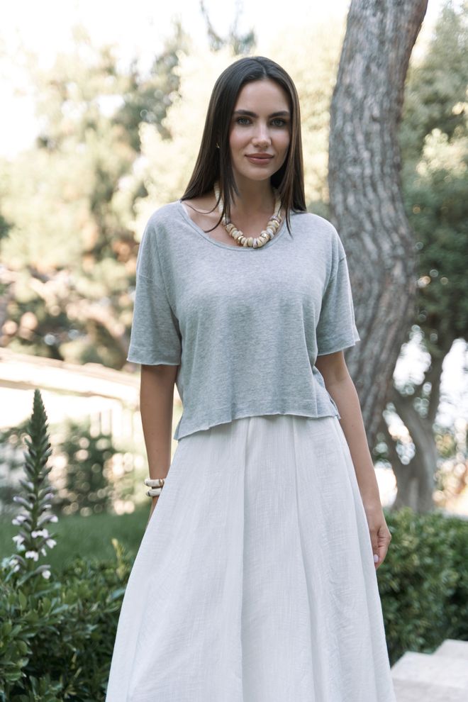 Mai Collection Maglietta Grigia Casual Con Maniche Corte Abbigliamento all'ingrosso Casuale
