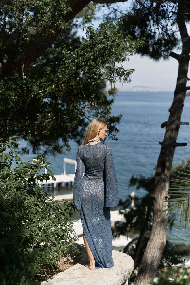 Abito Donna Lungo Manica Lunga - Sexy, Casual, Estate, Poliestere, Blu, Taglia L - Foto 10