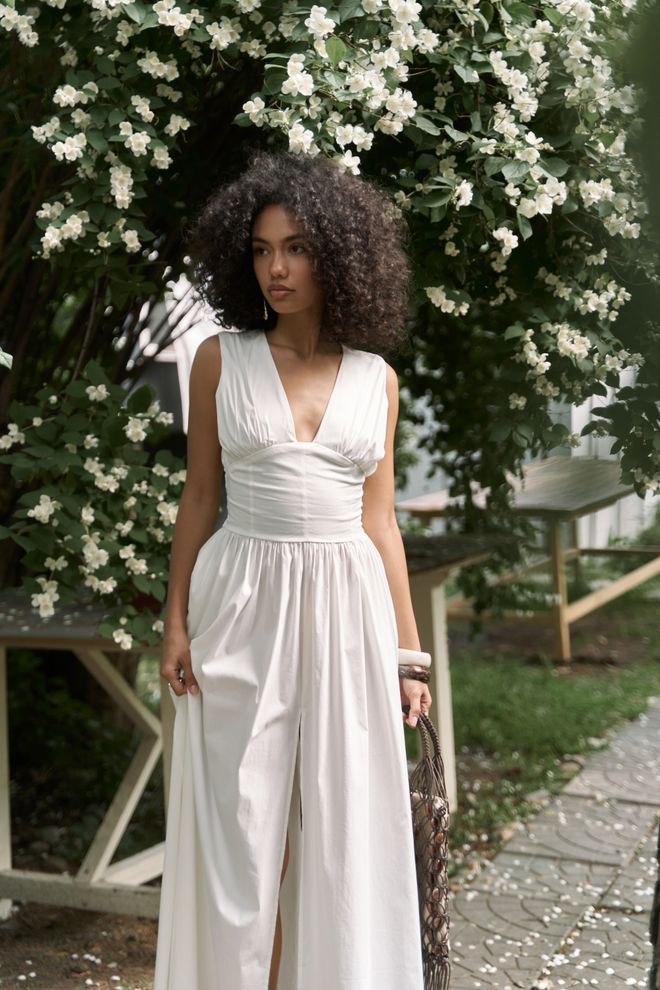 Mai Collection Κομψό Λευκό Φόρεμα Fit And Flare Χονδρικό εμπόριο ενδυμάτων Casual