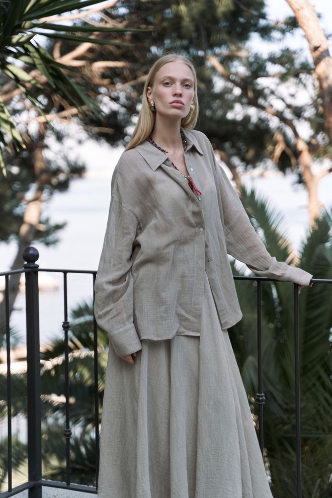 Mai Collection Smėlio Spalvos Kasdienė Elegantiška Boho Santūri Marškiniai Didmeninė prekyba drabužiais Apykaklė su įkirpimu