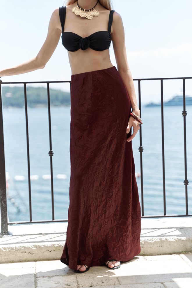 Mai Collection Brown Elegant Formal Sexy Asymmetrical Maxi Skirt Wholesale Clothing 5